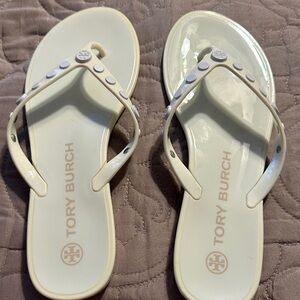 Tory Burch Ivory Flip Flops